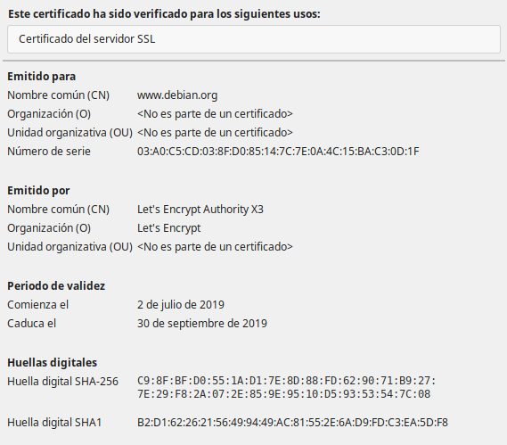 certificado debian