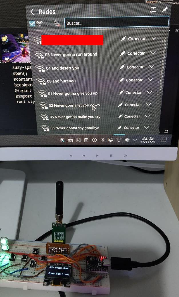 Ataque de beacon spam rickroll Beacon Spam Rick Roll
