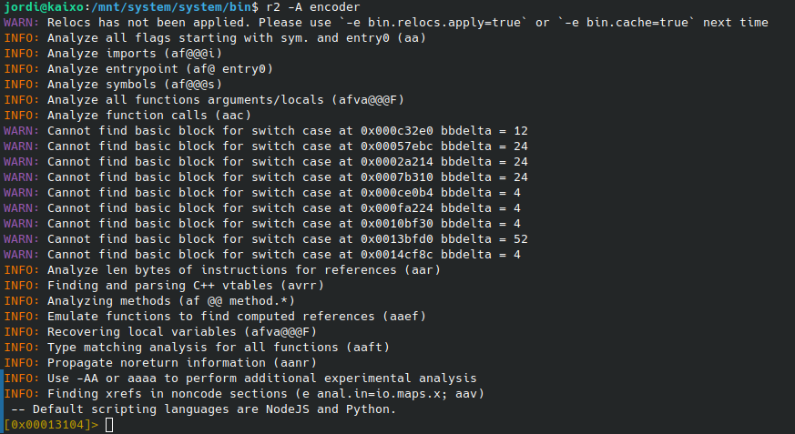 radare encoder analysis