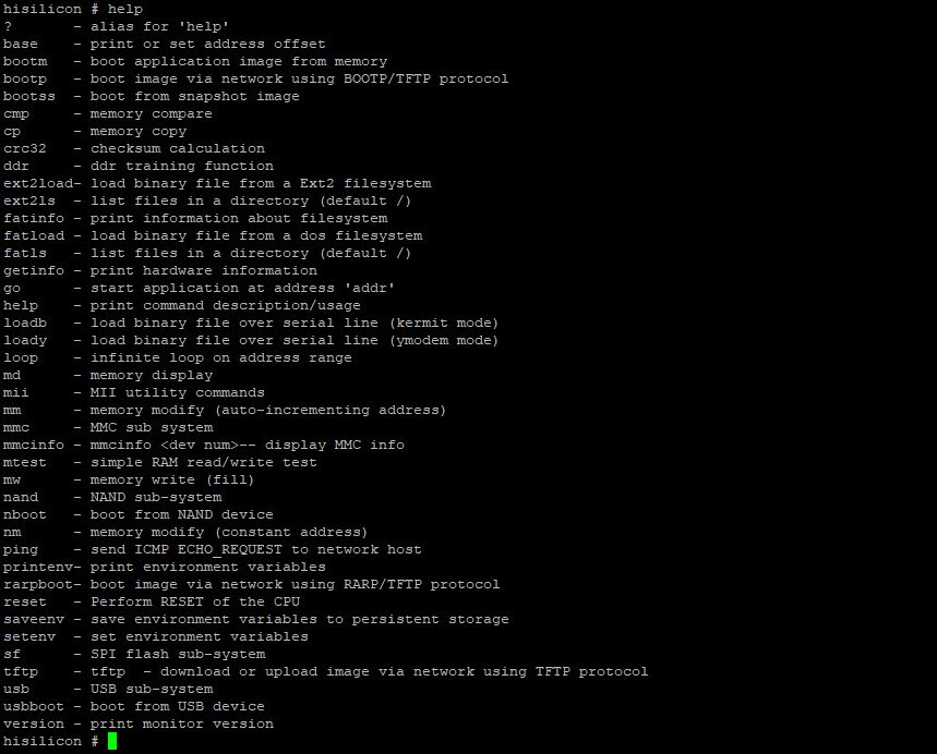 U-Boot help options